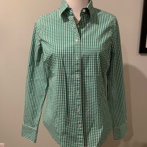 J Crew “perfect” green gingham button down